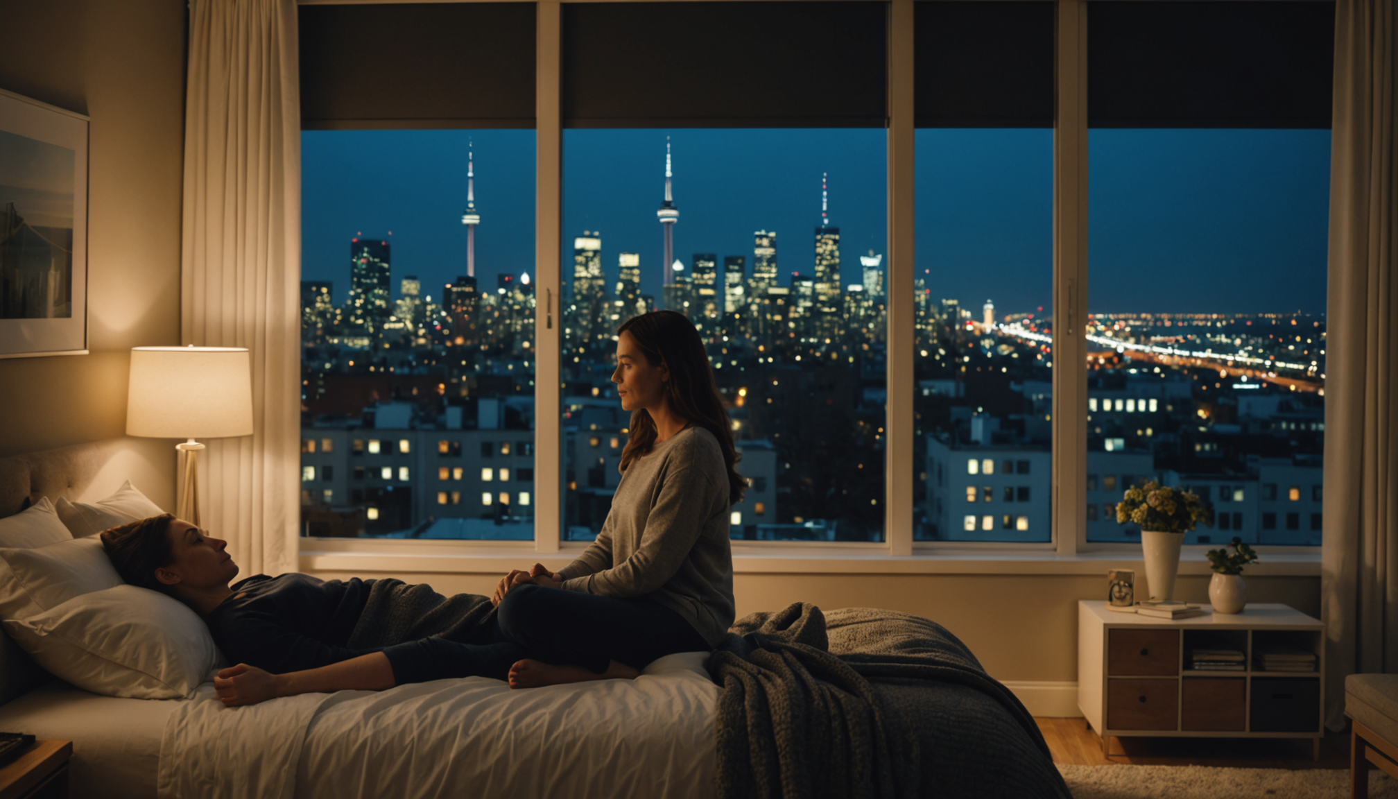 Calm bedroom scene, Toronto, supporting depression and sleep recovery