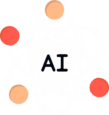 Minimalist AI atom icon representing artificial intelligence and machine learning concepts.