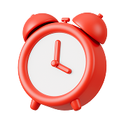 Red analog alarm clock with bells showing 4:00.