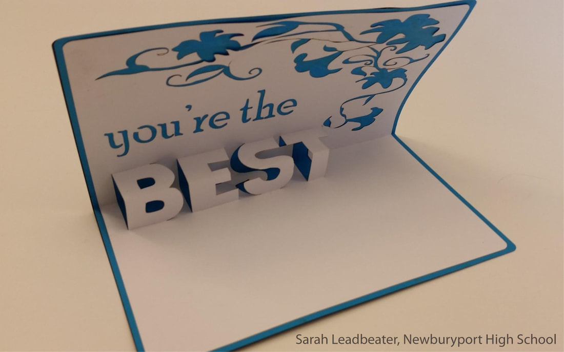 Pop-up card with "you're the BEST" text and blue floral design elements