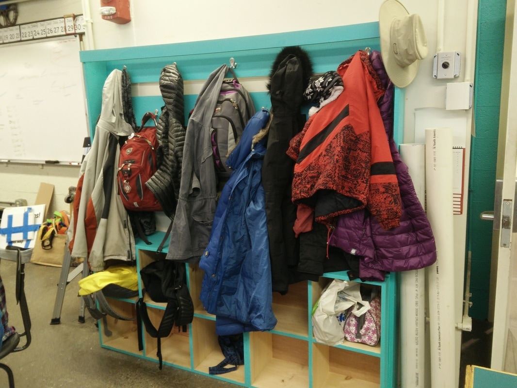 Storage for students to keep their belongings while they focus on creating
