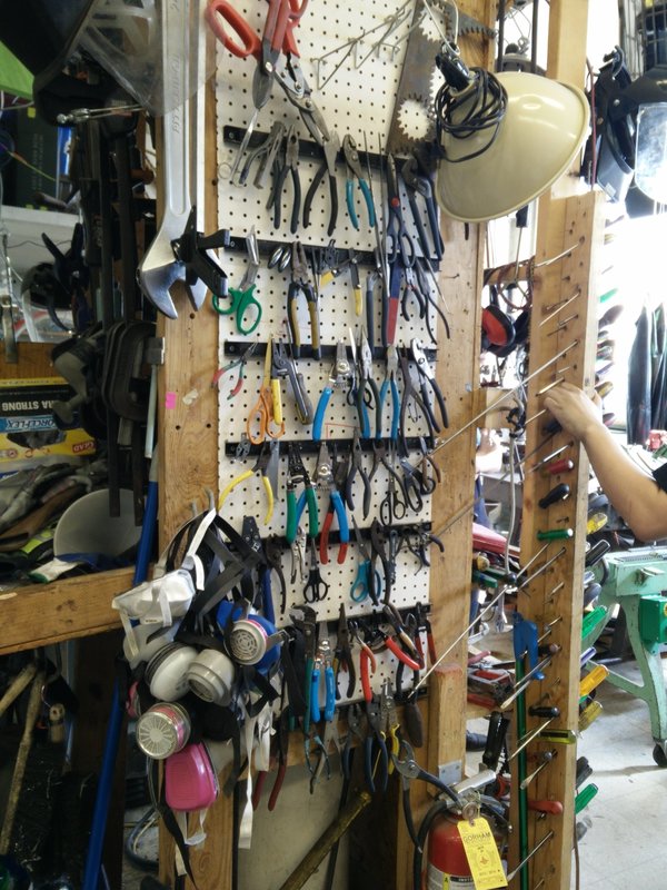 Magnetic strips are great for metal hand tools