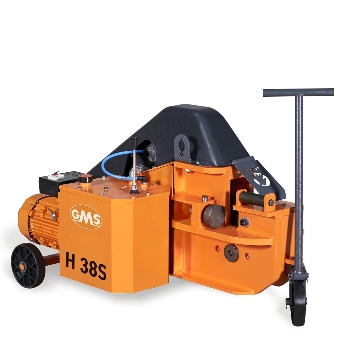 Ø38 mm çapa kadar kesim kapasitesiyle H38S GMS hidrolik inşaat demiri kesme makinası.