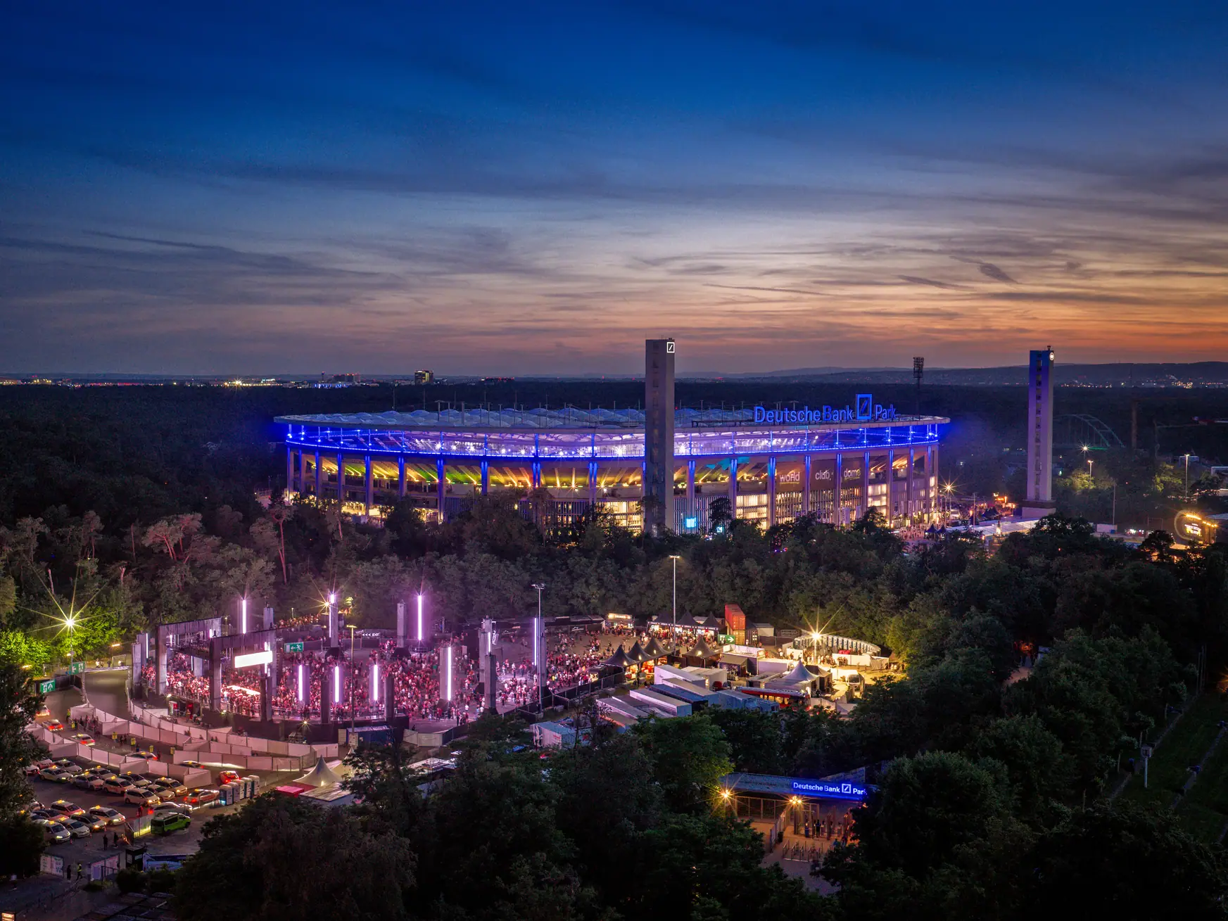 Deutsche bank park at dusk.