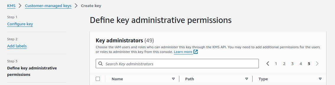 AWS KMS Key Creation for WorkMail