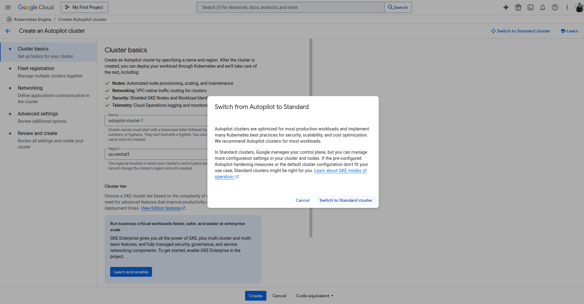Create a GKE Cluster