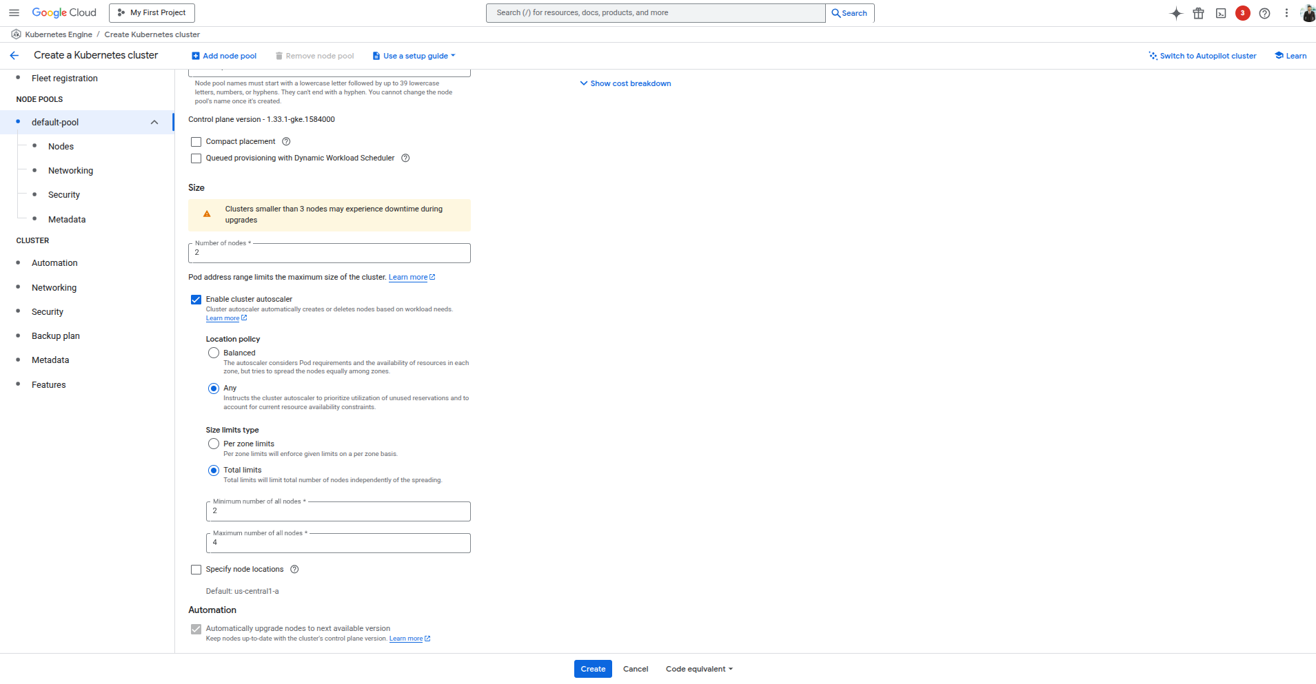 Autoscaling lets your cluster grow/shrink based on workload