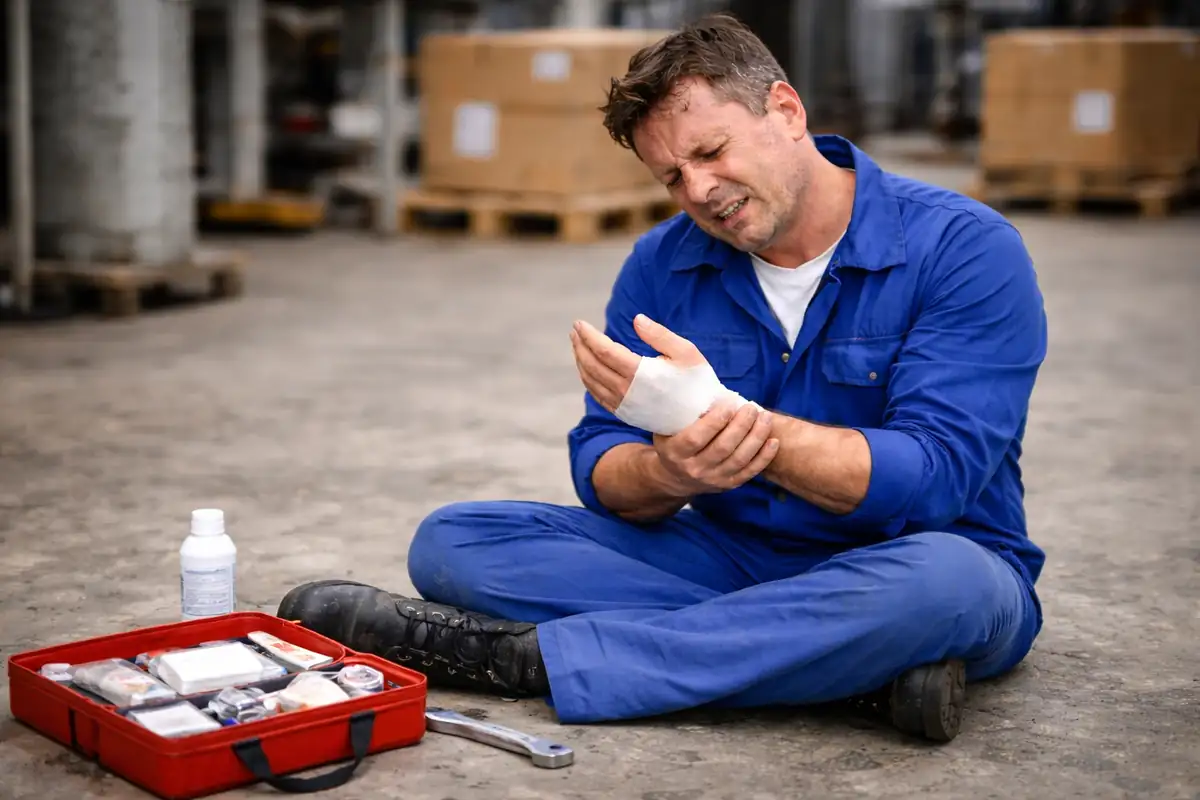 pracovní úraz, bolestné