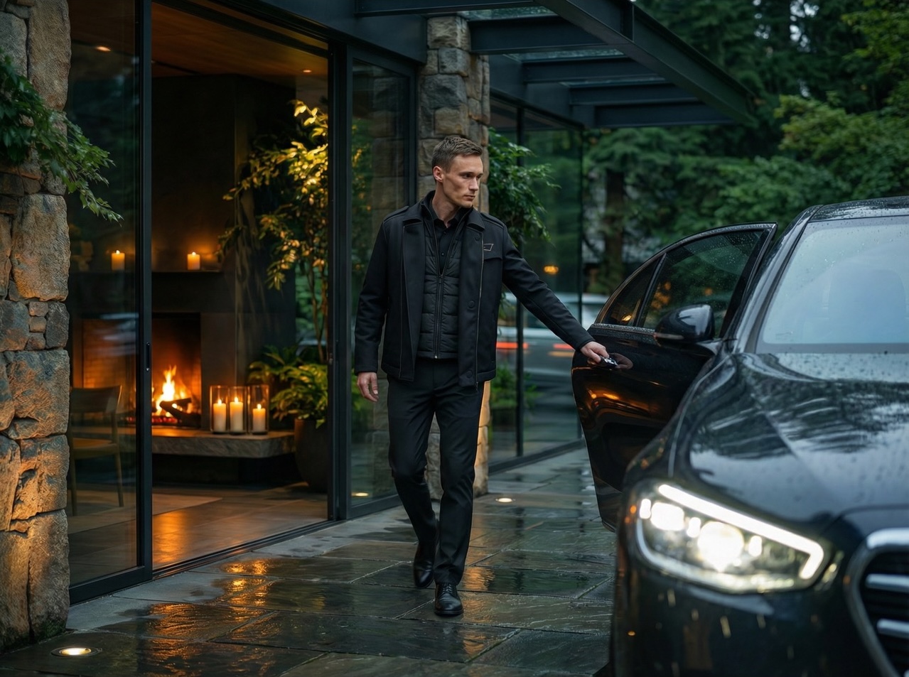 Designed for versatility, outerwear and modular pieces move effortlessly between arrival service, outdoor guest greeting, and interior dining service environments without compromising refinement or comfort.
