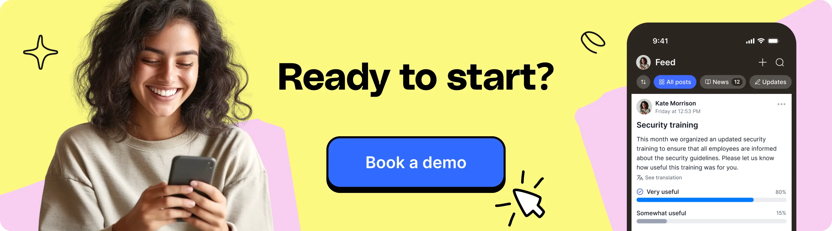 Banner "Ready to Start" with button to "Book a demo"