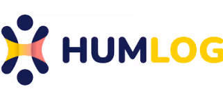 Humlog logo with stylized human figures in blue, yellow, and pink colors
