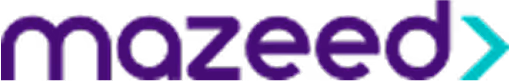 Mazeed logo with purple and teal lettering and a directional arrow