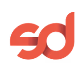 Red and white lowercase "sd" logo with curved, overlapping letters