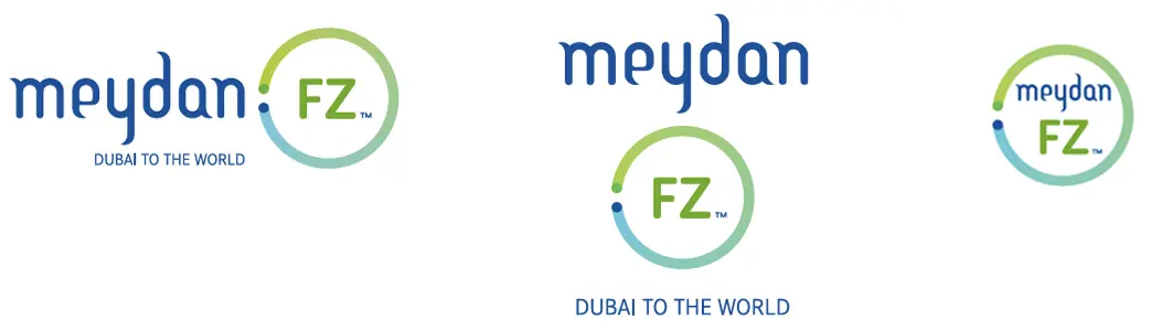 Meydan FZ logo with Dubai to the World tagline in blue and green