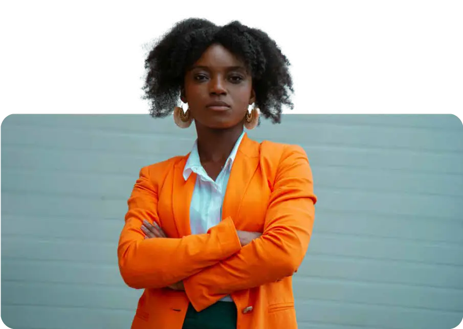 Establish Company In Dubai: Confident professional in bright orange blazer
