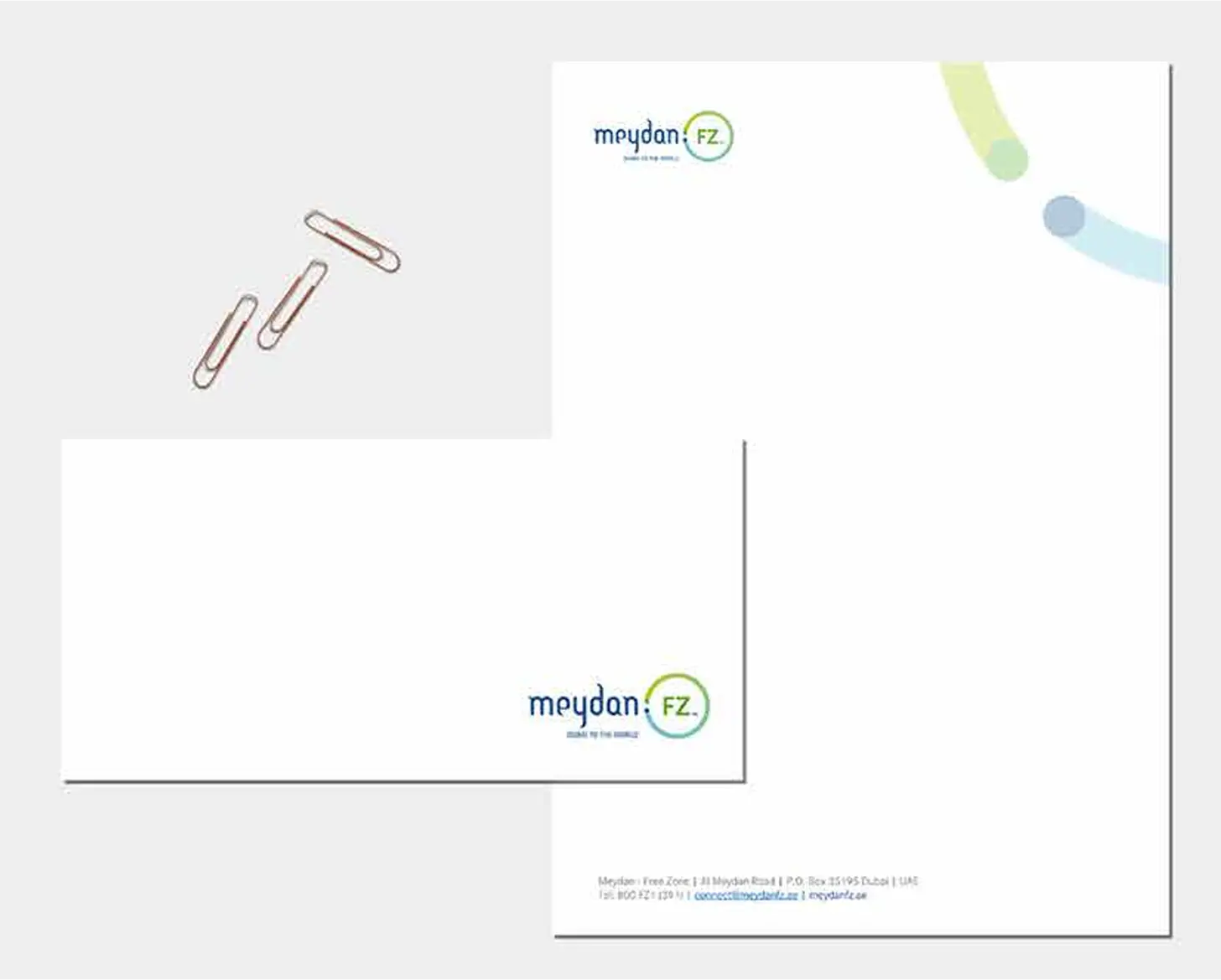 Establish Company In Dubai Meydan Free Zone letterhead with paperclips