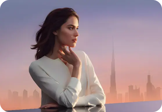 Modern business lifestyle visual: Professional woman portrait | Meydan Free Zone business asset