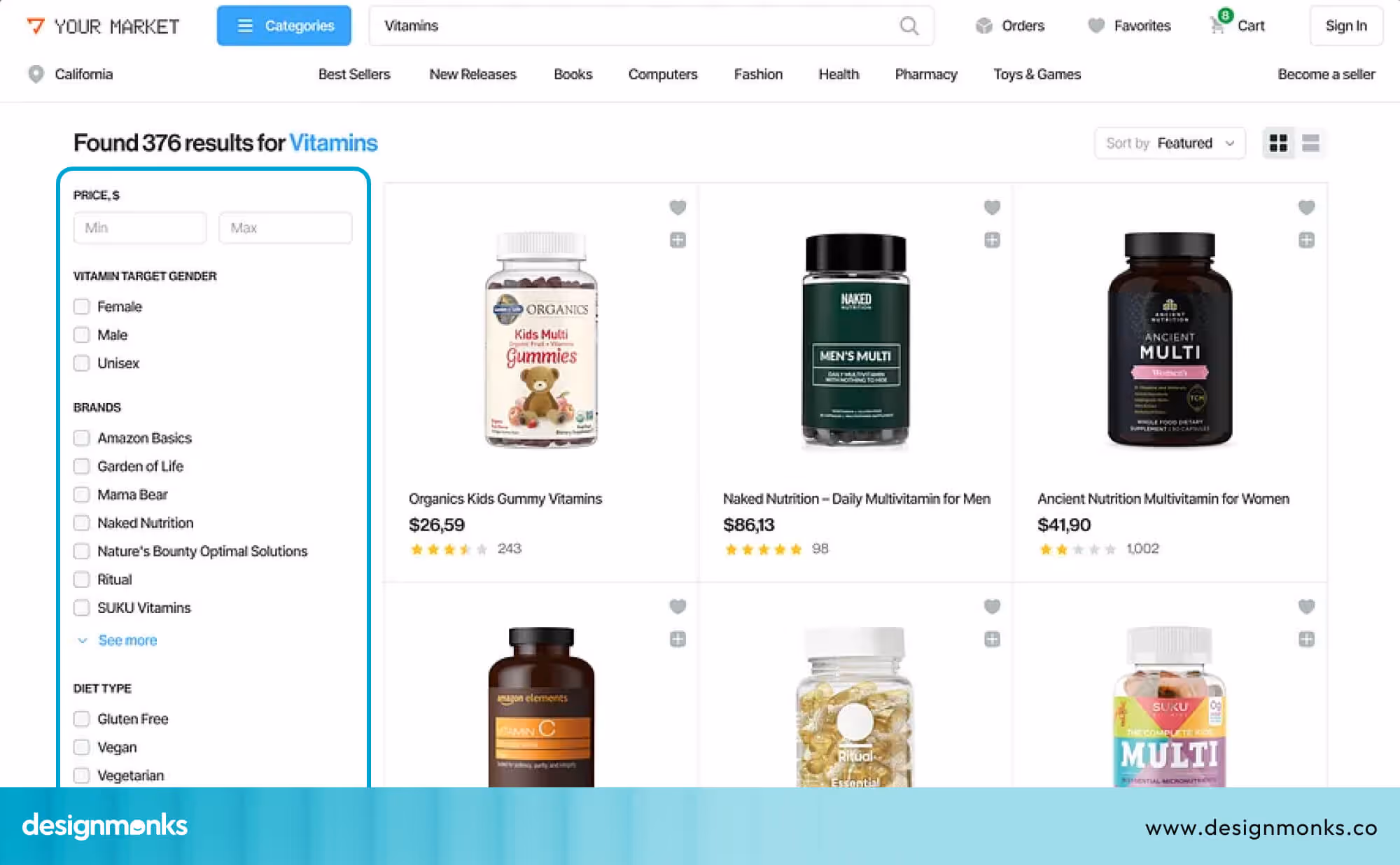 Website with a lot of Filters