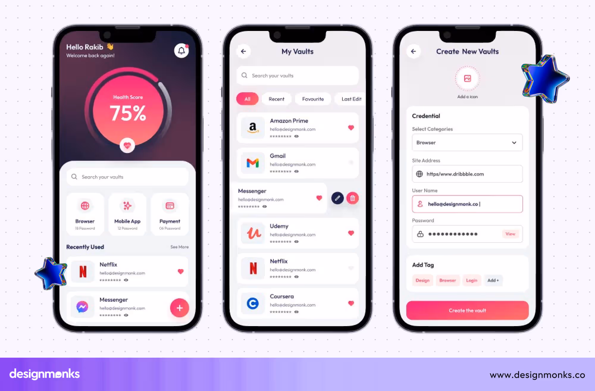 Password Manager UI Concept by Design Monks