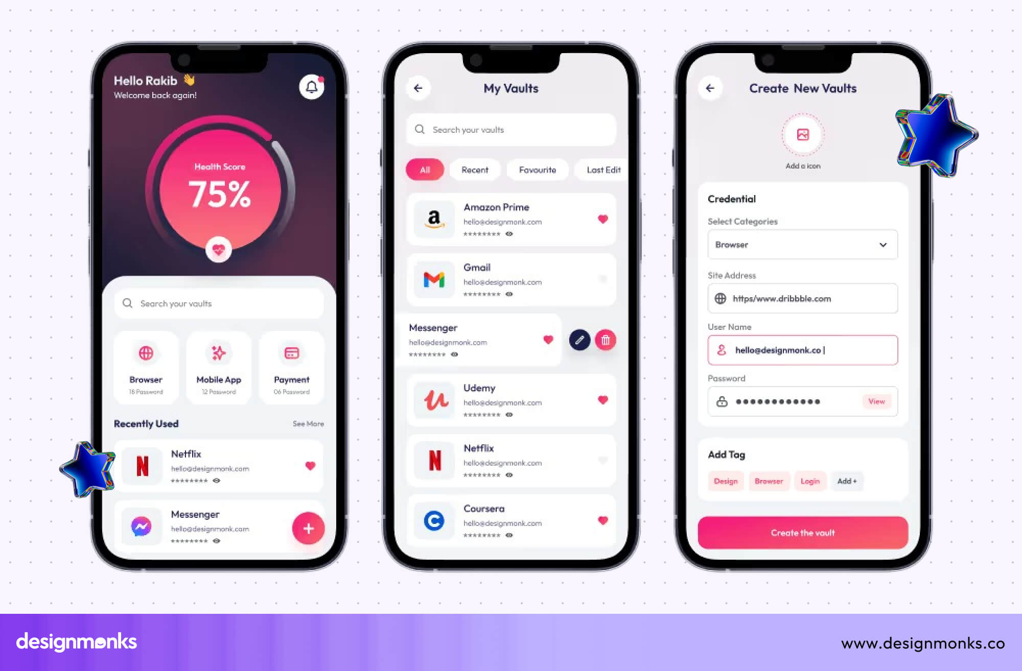 Password Manager UI Concept by Design Monks