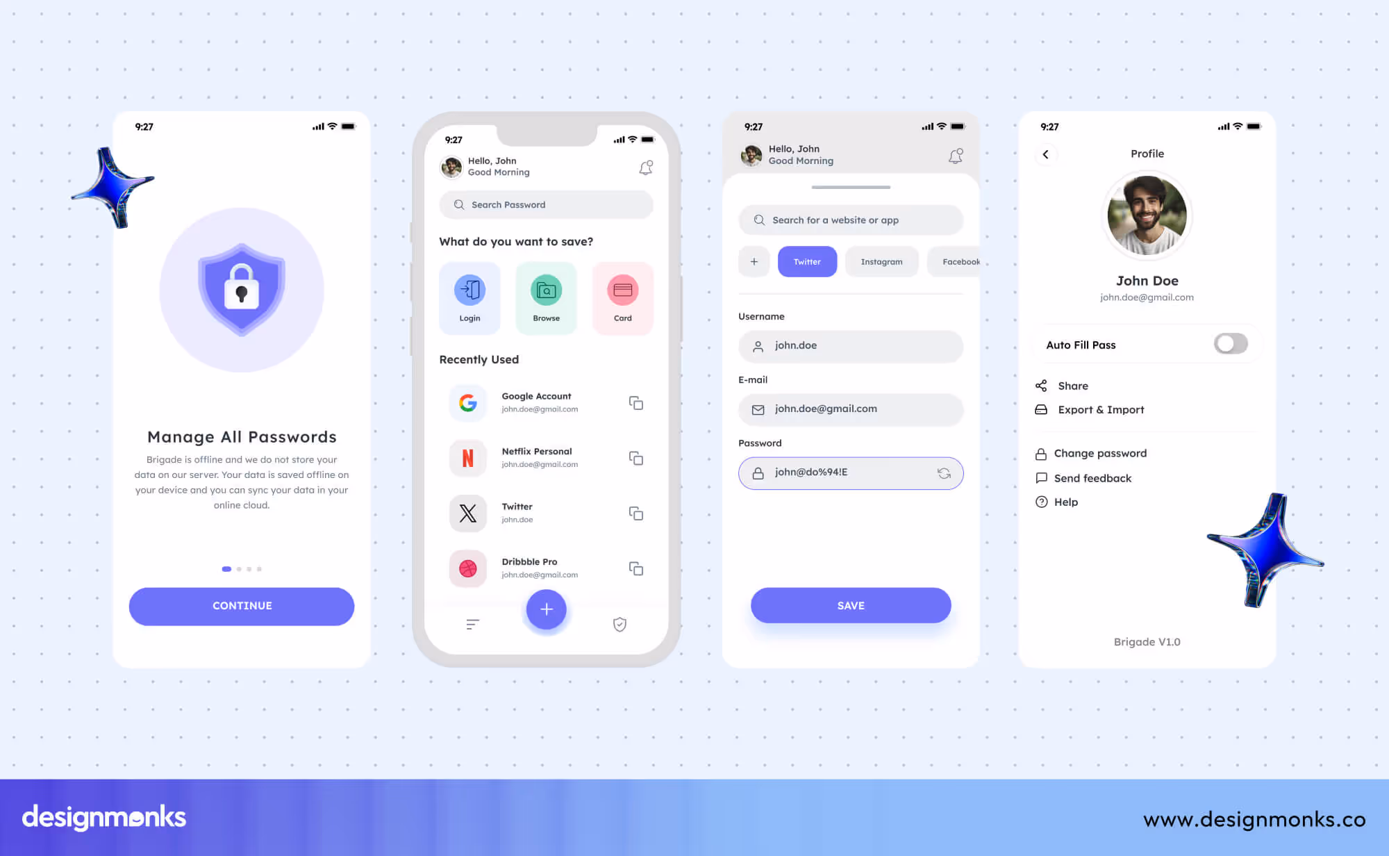 Password Manager UI for Mobile