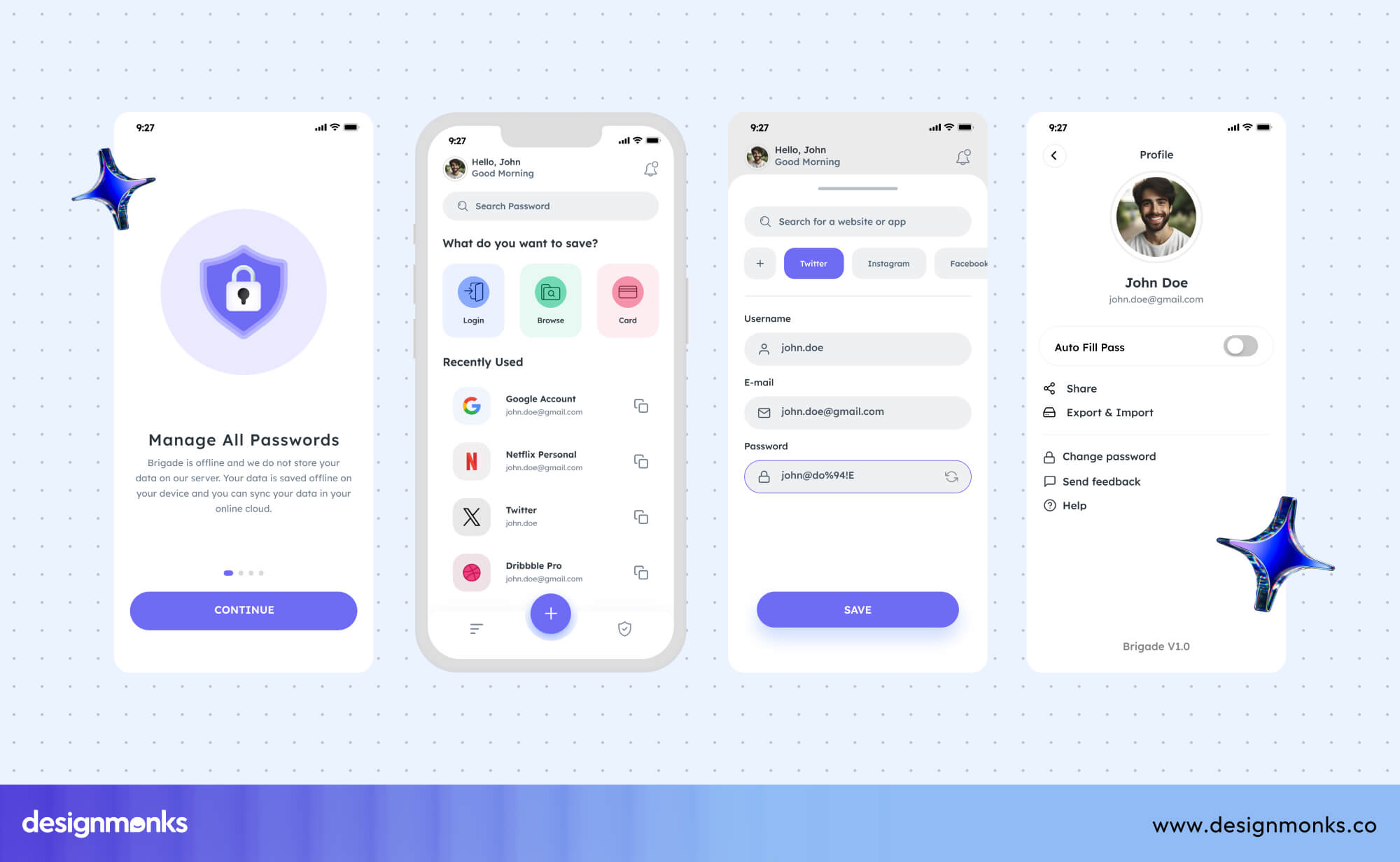 Password Manager UI for Mobile