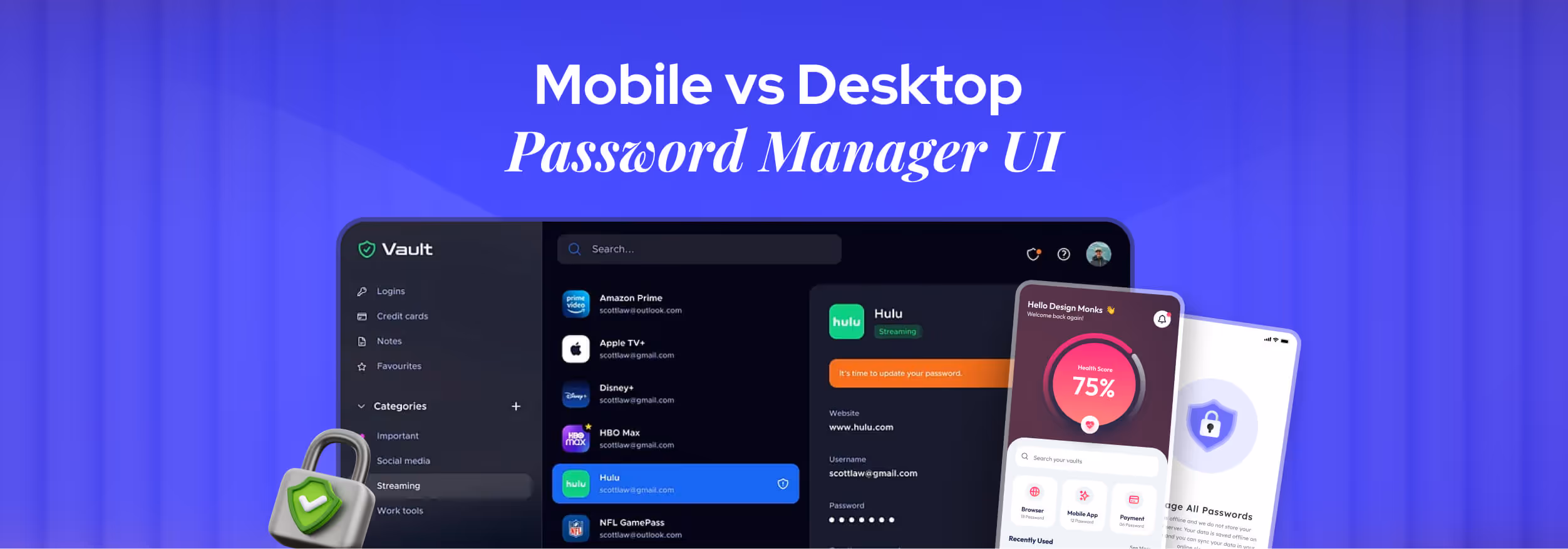 Mobile vs Desktop Password Manager UI