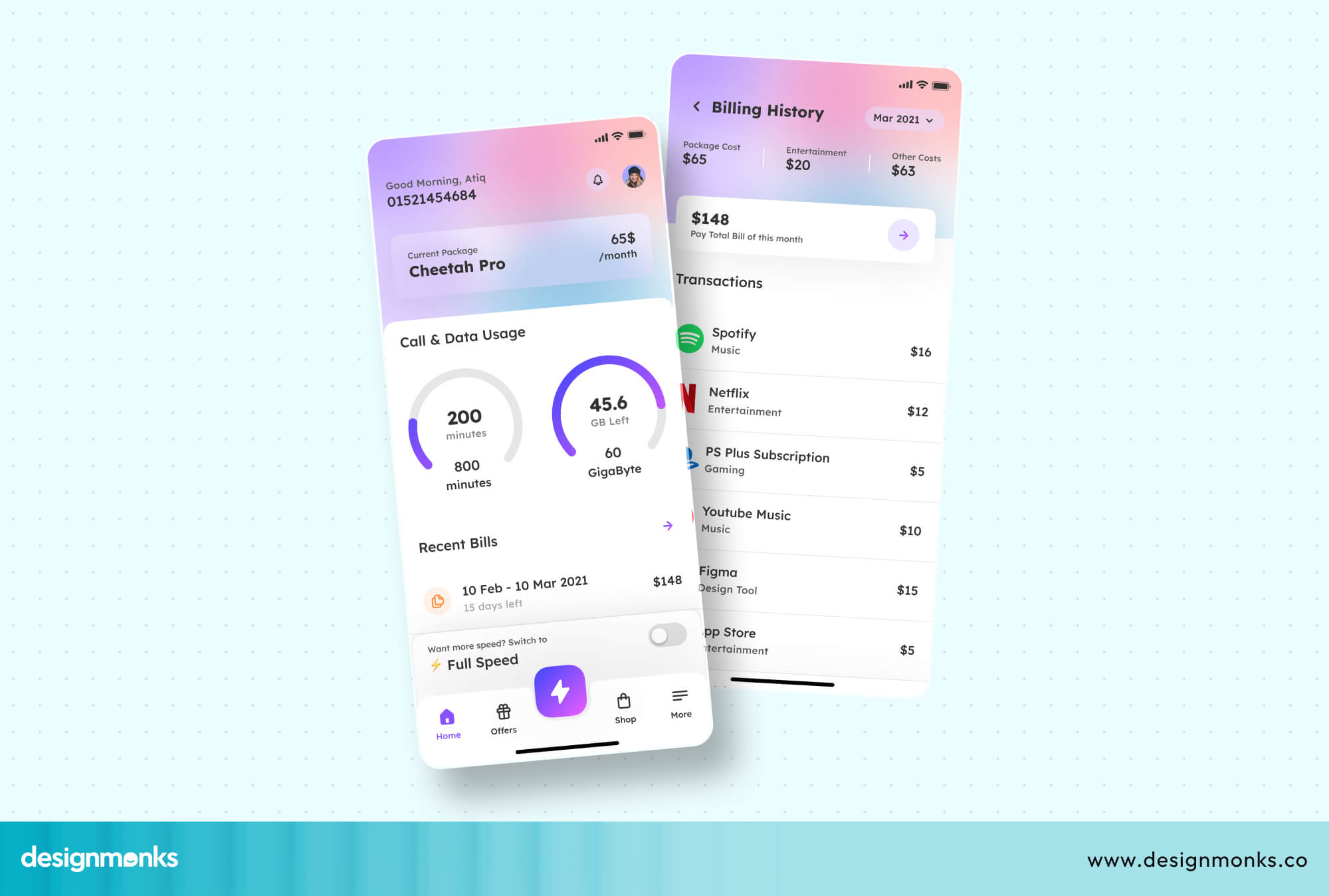 Design Monks Telecom UI