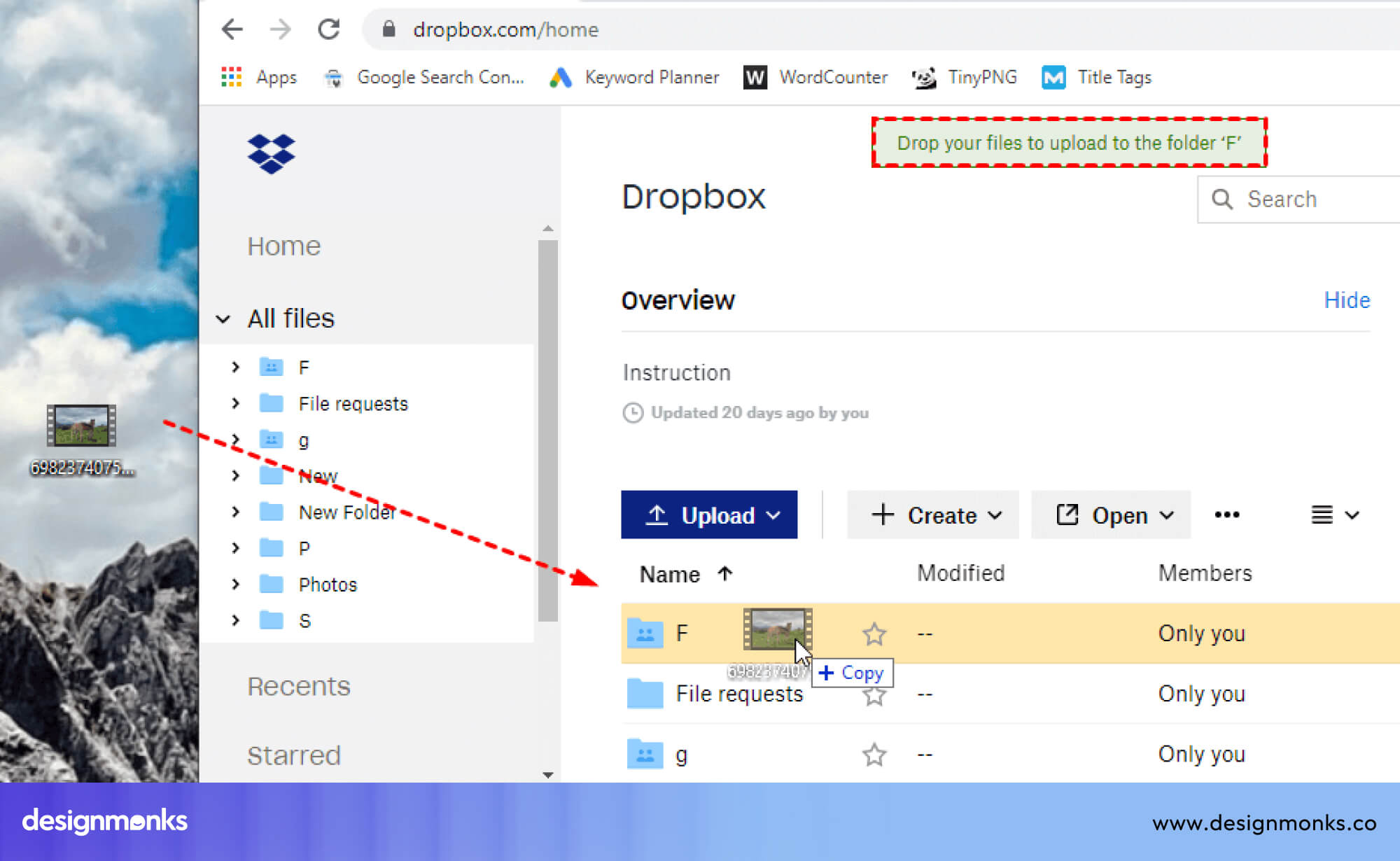 Dropbox Drag and drop