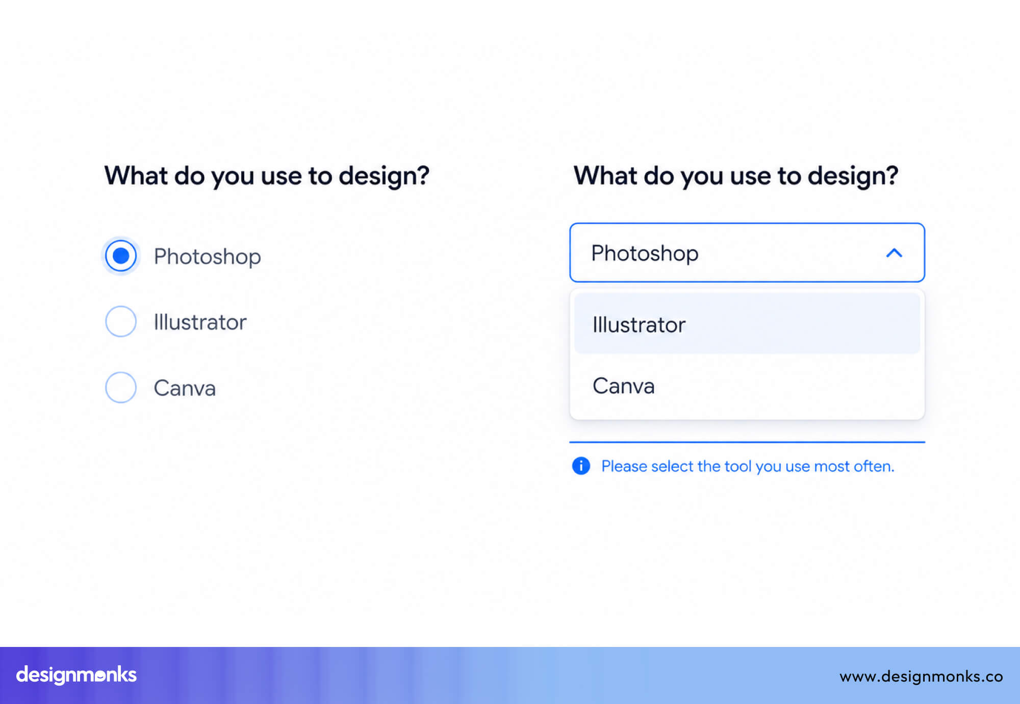 Dropdown vs Radio Buttons