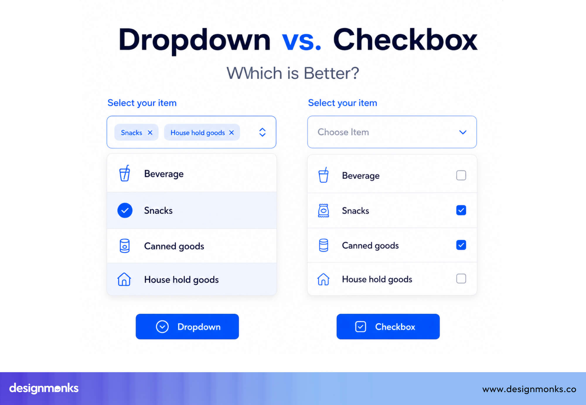 Dropdown vs Checkboxes