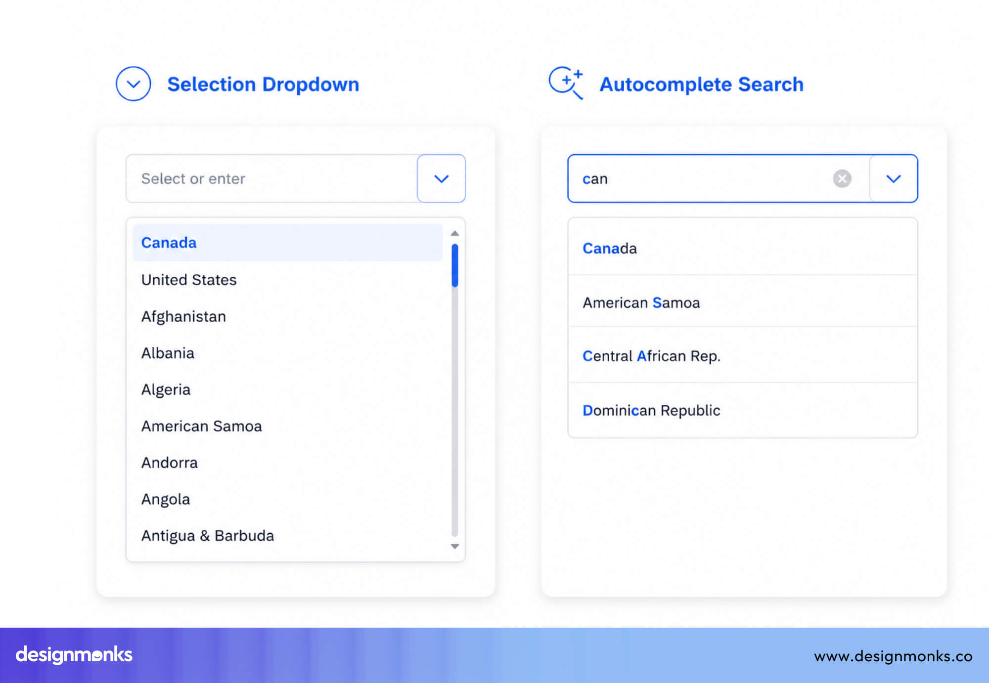 Dropdown vs Autocomplete