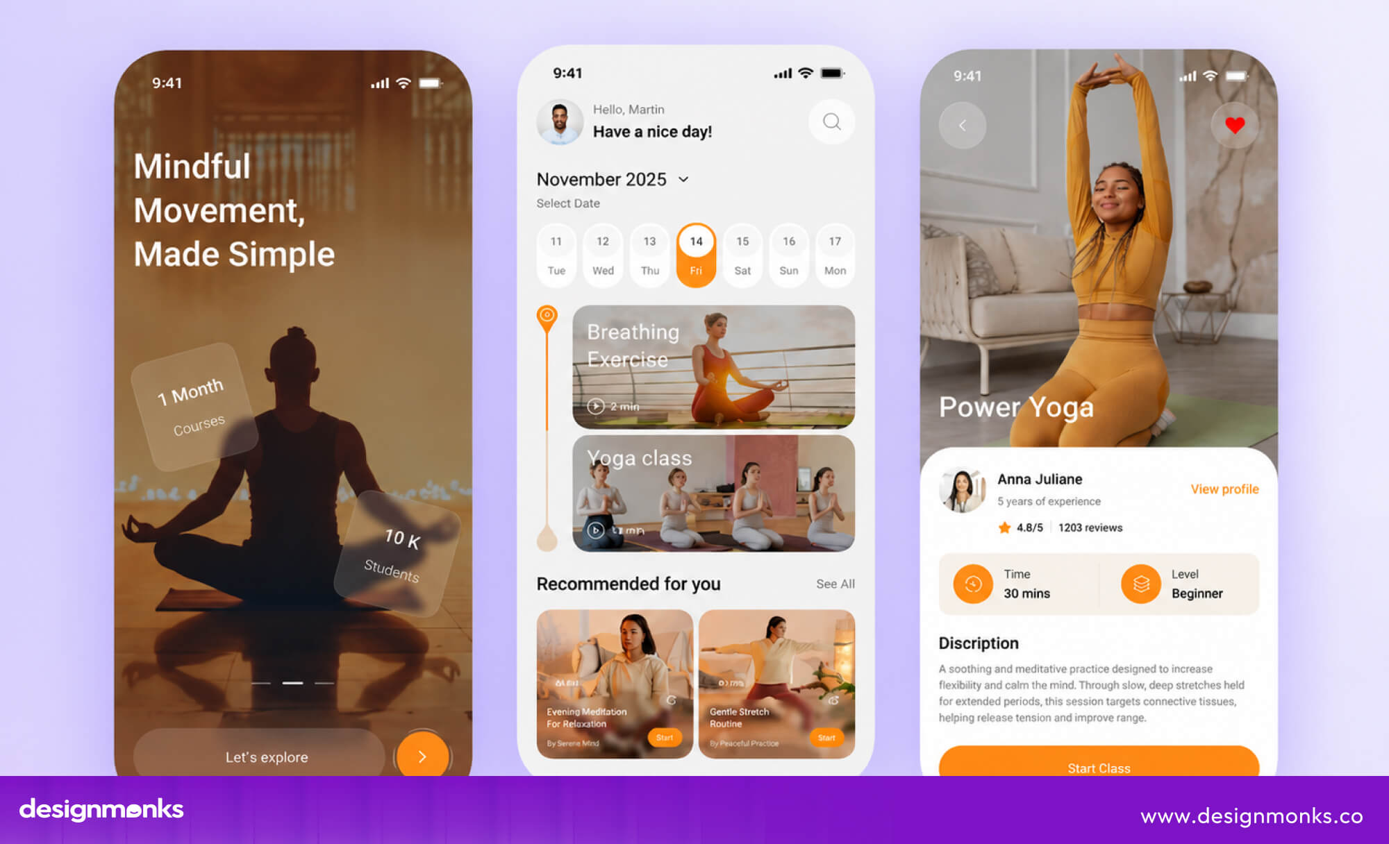 meditation app with rounded corners