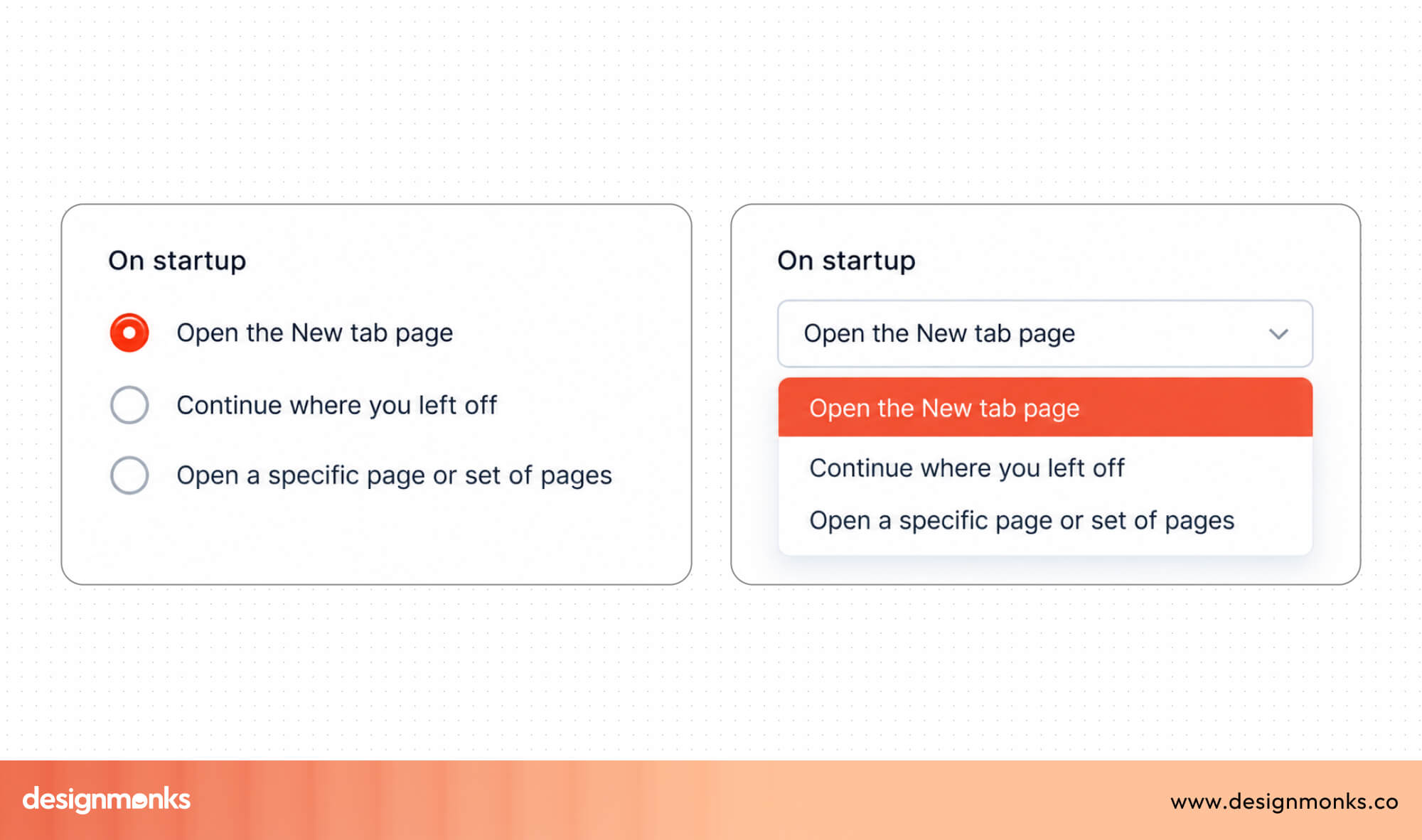 radio button and dropdown