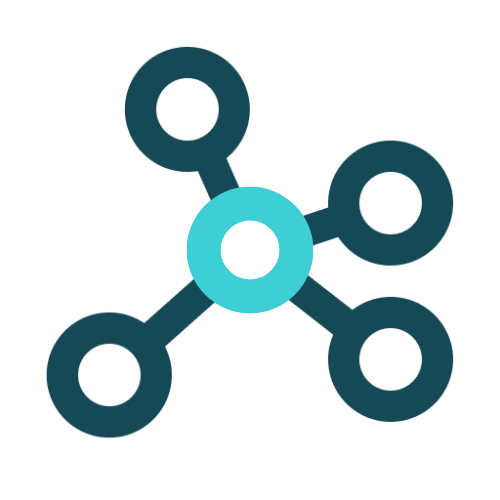 Icon of a central circle connected to four outer circles, representing a network or centralization.