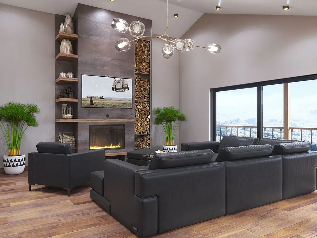 Park City Whole House Makeover Featuring 22-Foot Sliding Doors - 3D Rendering