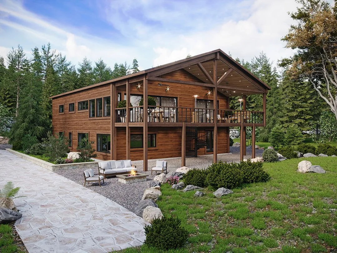 Park City Whole House Makeover Featuring 22-Foot Sliding Doors - 3D Rendering