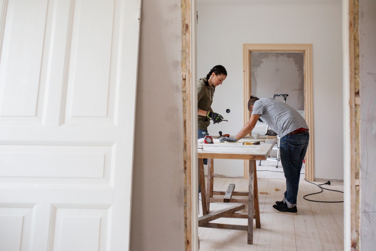 Home remodeling contractors in Salt Lake City working on a home restoration project