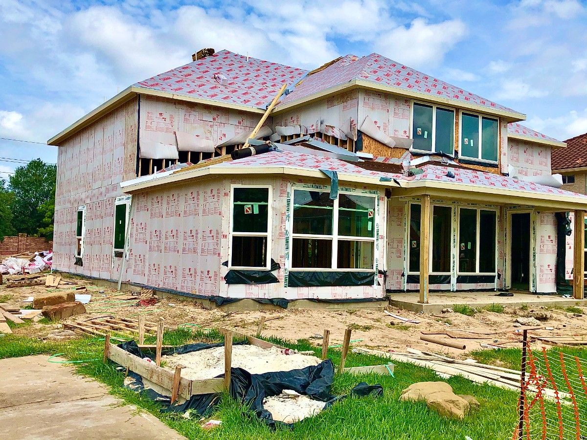 A luxury home in Utah with sidings and roof wrapped during renovation 