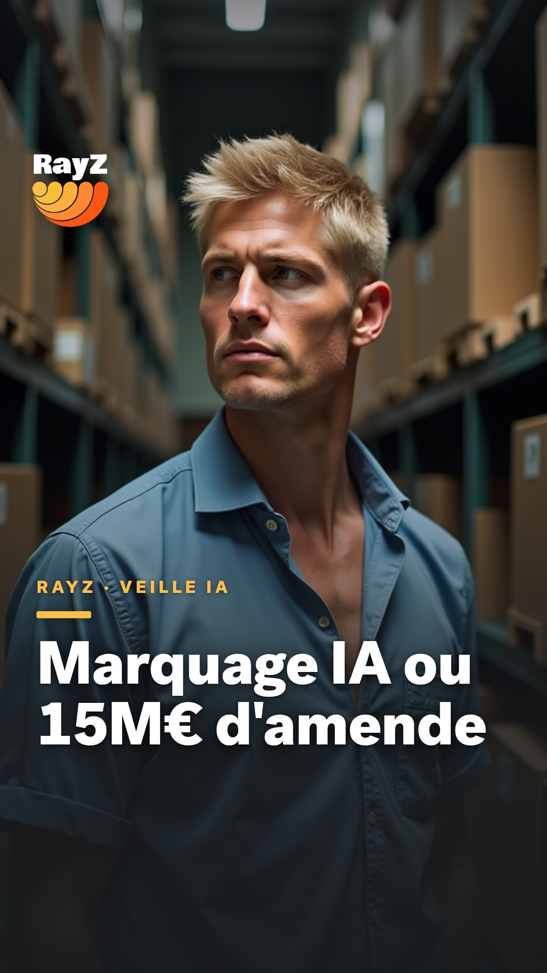 Vignette de la vidéo RayZ Veille IA intitulée Marquage IA ou 15M€ d'amende