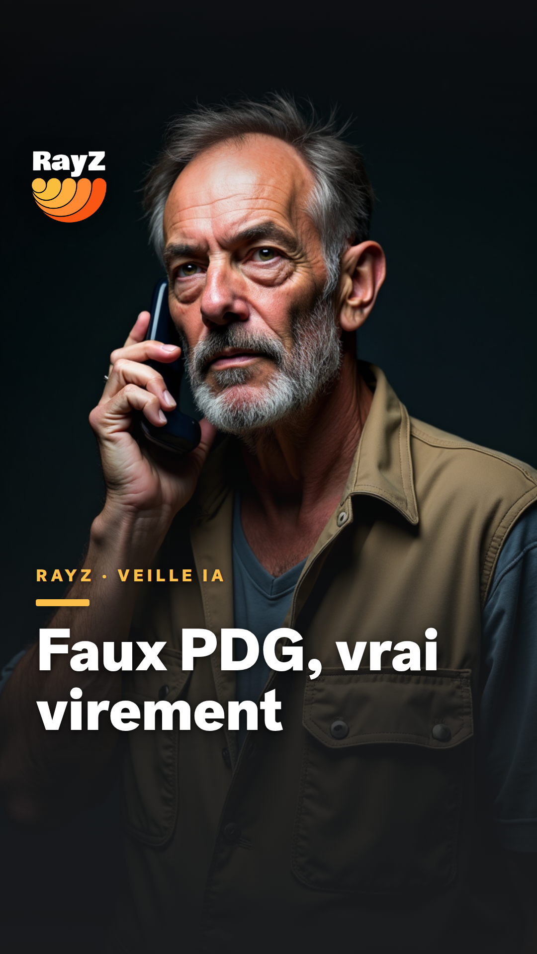 Vignette de la vidéo RayZ Veille IA intitulée Faux PDG, vrai virement