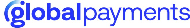 Global Payments logo in blue text with a stylized circular design around the g