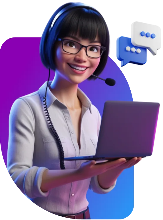 specialista de suporte Simplifique auxiliando empreendedor pelo notebook