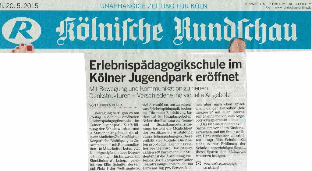 Presseartikel der Eröffnungsfeier der Erlebnispaedagogikschule.koeln! 145