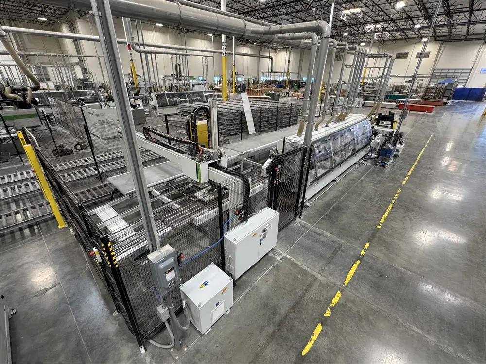 Panel processing line with return conveyors – Volumetric Building Companies cabinet manufacturing auction, Hickory NC