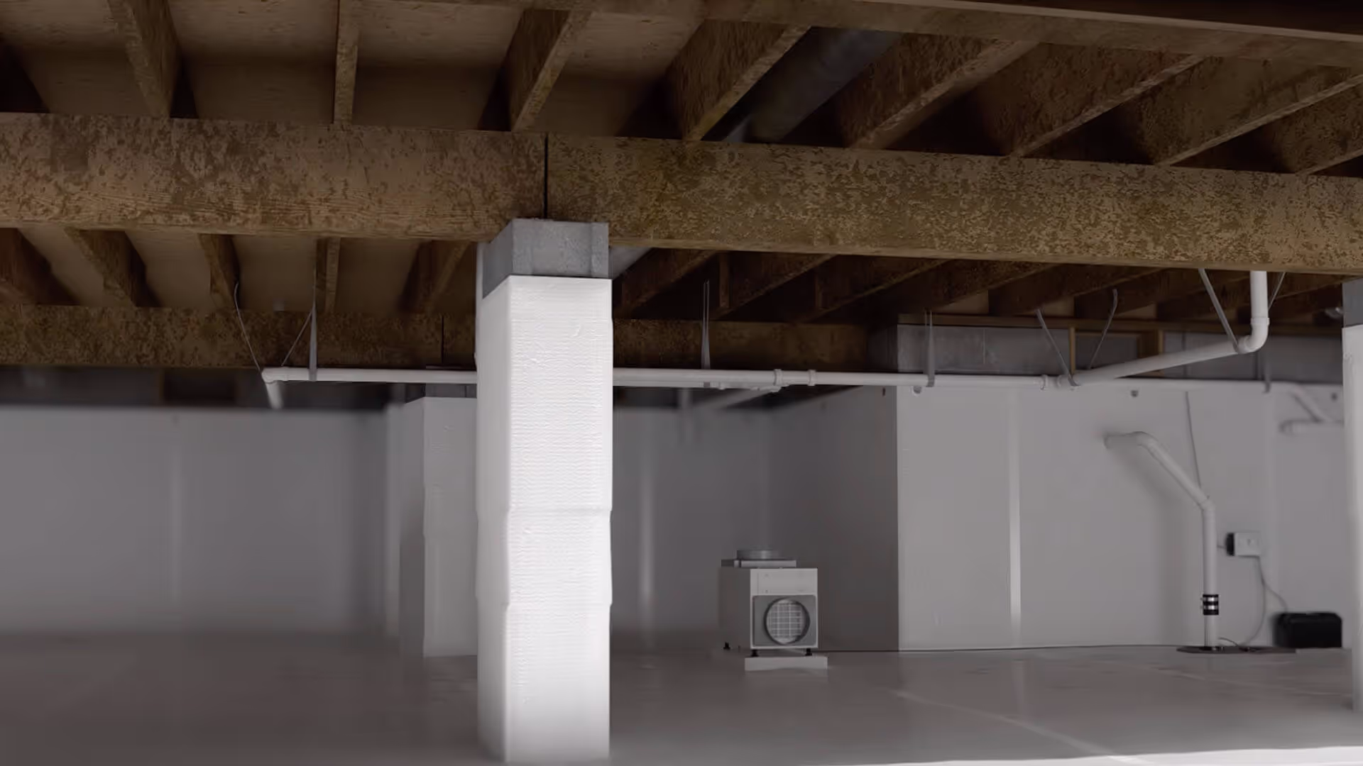 Crawl Space Encapsulation with White Vapor Barrier 