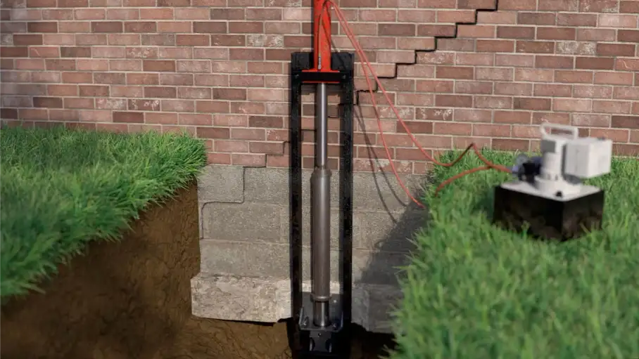 Foundation Pier Being Driven into Stable Soil Layer