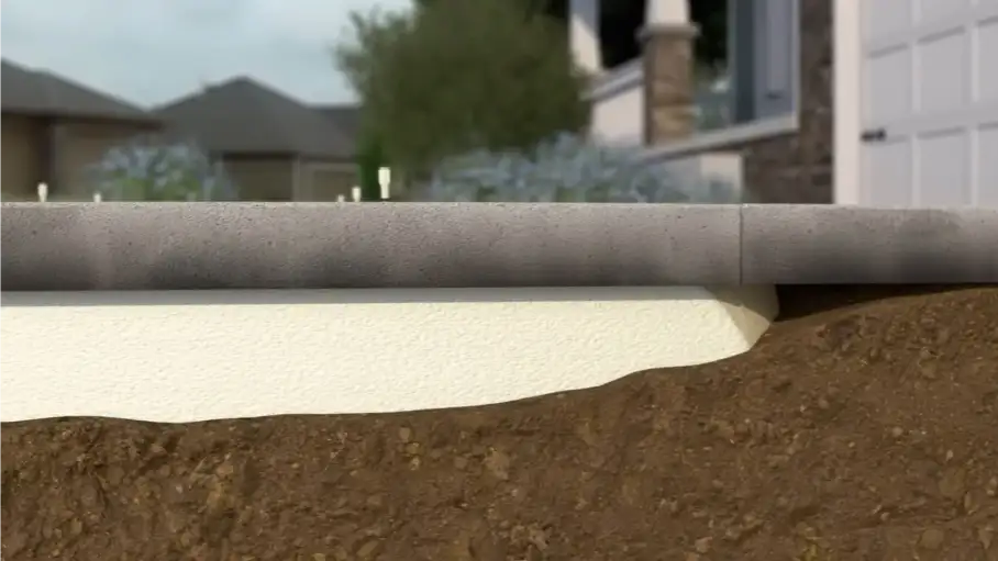 Polyurethane Foam Injected Under Sunken Sidewalk for Void Fill