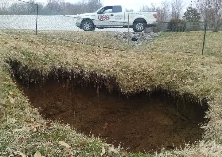 Residential Sinkhole Requiring Professional Repair 