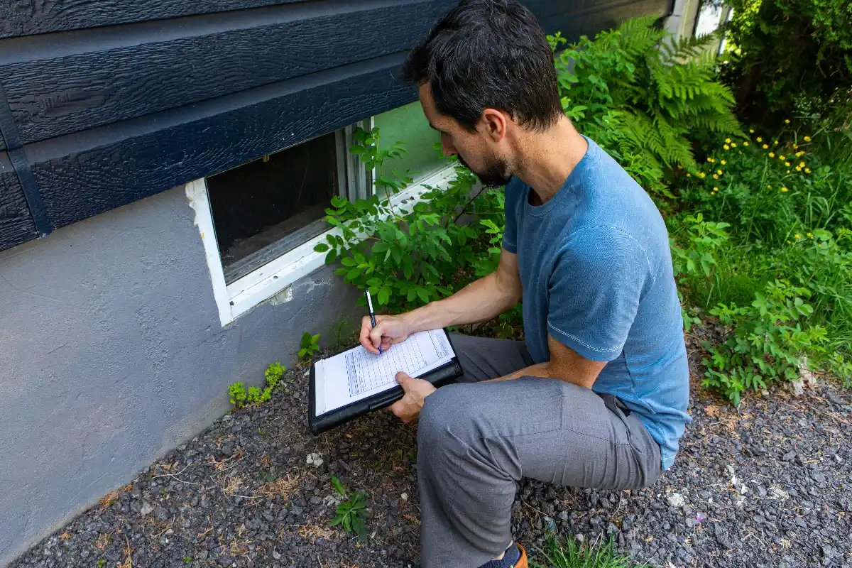 Home Inspector Reviewing Foundation Report During Pre-Sale